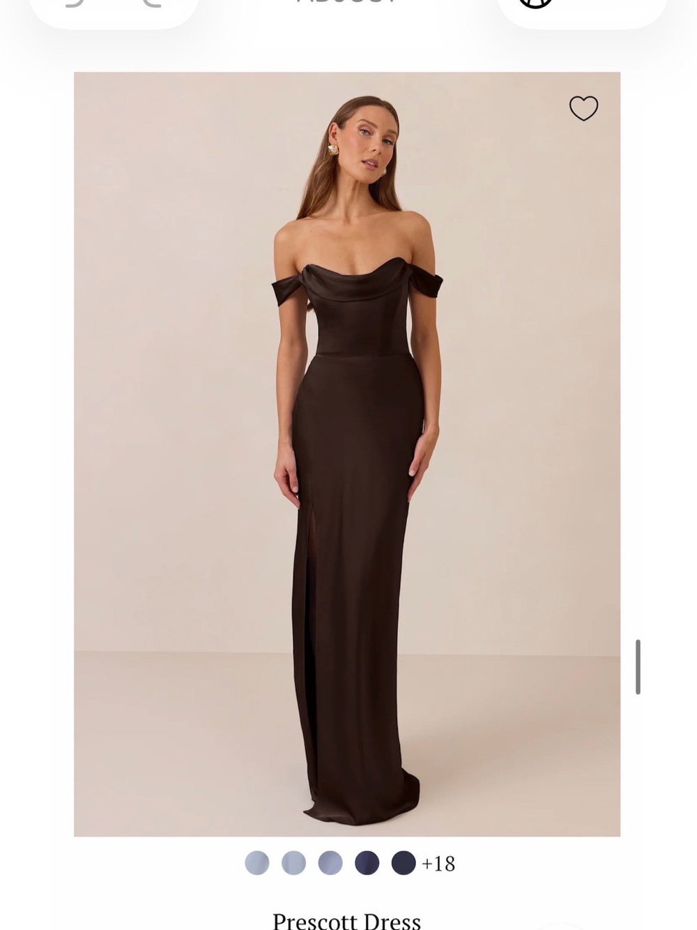 Park & Fifth Prescott Off-Shoulder Maxi Dress - Espresso Satin brown